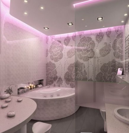 Ванная комната с угловой ванной - фото интерьеров